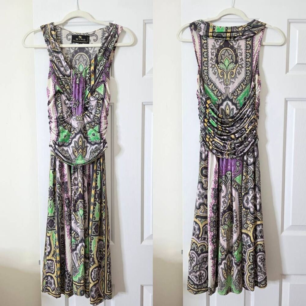 Etro paisley dress with drapery Multiple colors 42, M